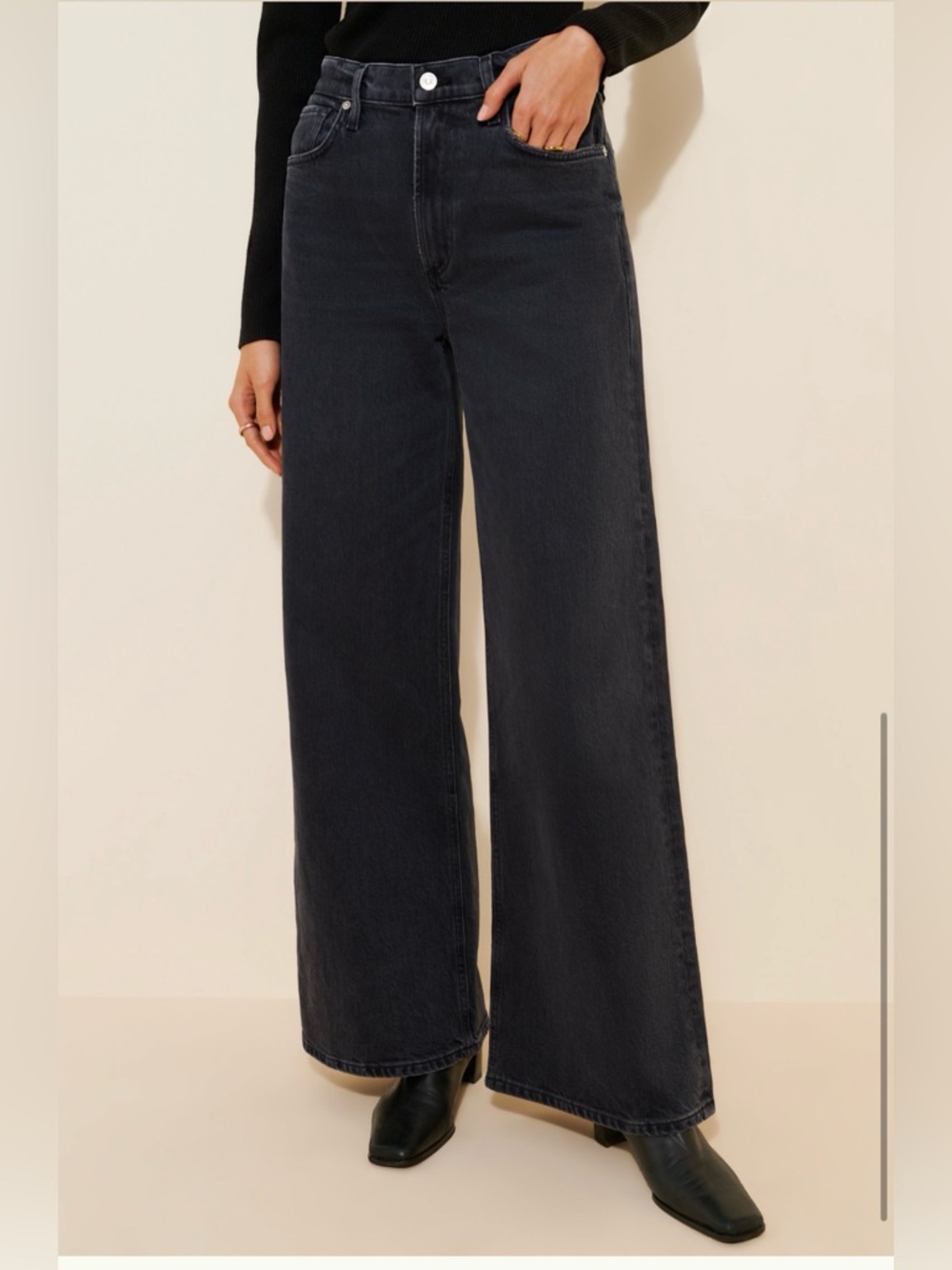 Citizens Of Humanity Black High-Rise Wide Leg Jeans